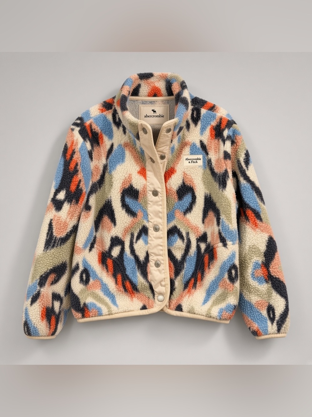 Abercrombie & Fitch Kids Multi-Color Sherpa Snap Jacket